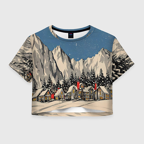 Женский топ Небольшой новогодний город в горах / 3D-принт – фото 1