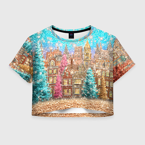 Женский топ Новогодний город в блестках / 3D-принт – фото 1