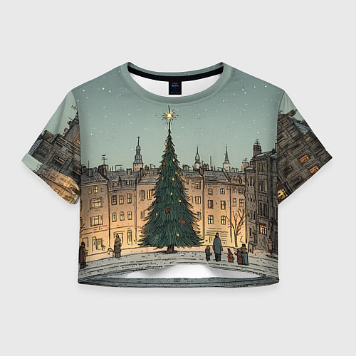 Женский топ Новогодняя елка во дворе / 3D-принт – фото 1