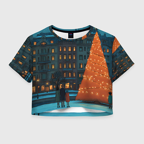 Женский топ Городская светящаяся елка / 3D-принт – фото 1