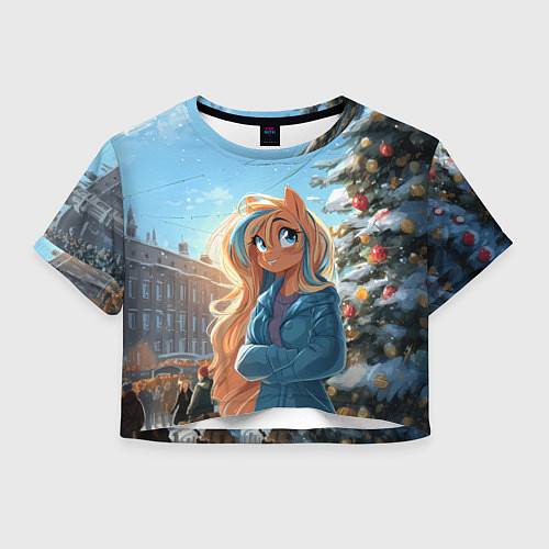 Женский топ Лошадка на новогодней площади / 3D-принт – фото 1