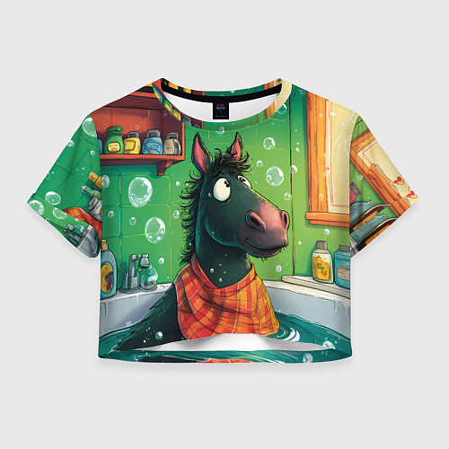 Женский топ Лошадь моется в ванной / 3D-принт – фото 1