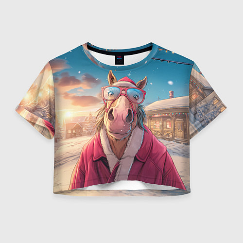 Женский топ Удивленная лошадь в очках / 3D-принт – фото 1
