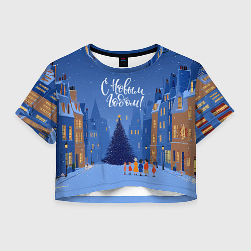 Женский топ С новым год - праздничный дворик / 3D-принт – фото 1