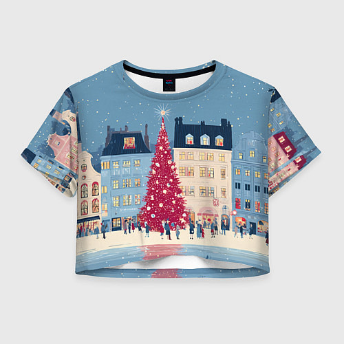 Женский топ Новогоднее гуляние у красной елки / 3D-принт – фото 1