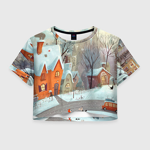 Женский топ Милый новогодний дворик / 3D-принт – фото 1