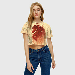 Футболка 3D укороченная женская Славянский конь, цвет: 3D-принт — фото 2