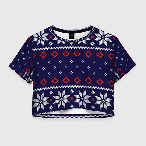 Женский топ Вязаный новогодний узор / 3D-принт – фото 1