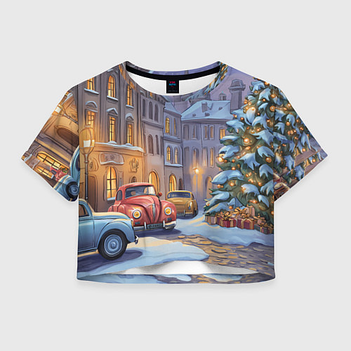 Женский топ Новогодний снежный двор / 3D-принт – фото 1