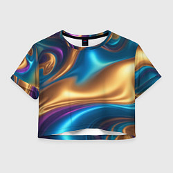 Футболка 3D укороченная женская Сплавы разноцветные, цвет: 3D-принт