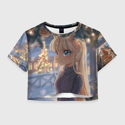 Женский топ Новогодняя анимешная лошадка / 3D-принт – фото 1