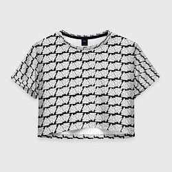 Футболка 3D укороченная женская Символы валькнут как защитная кольчуга, цвет: 3D-принт