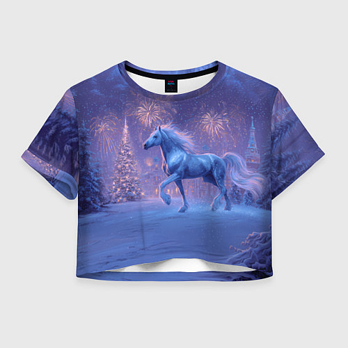 Женский топ Лошадь и новогодний салют / 3D-принт – фото 1