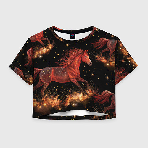 Женский топ Огненные лошади - паттерн / 3D-принт – фото 1