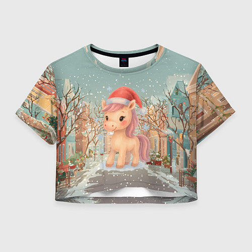 Женский топ Маленькая новогодняя милая лошадка / 3D-принт – фото 1