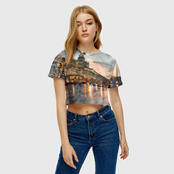 Футболка 3D укороченная женская Санкт-Петербург - мокрый снег, цвет: 3D-принт — фото 2