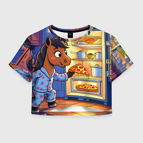 Женский топ Лошадка и пицца / 3D-принт – фото 1