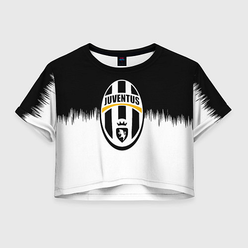 Женский топ Juventus черно белые краски текстура / 3D-принт – фото 1
