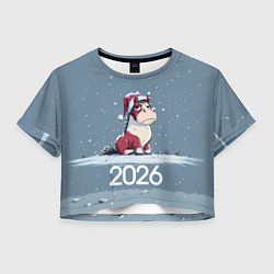 Футболка 3D укороченная женская 2026 Новогодняя карикатурная лошадка, цвет: 3D-принт
