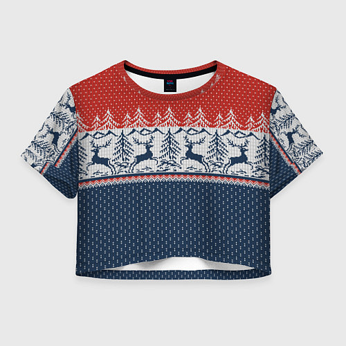 Женский топ Вязаный узор с оленями / 3D-принт – фото 1