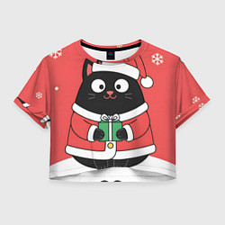 Женский топ Новогодний котик с подарком