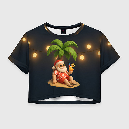 Женский топ Санта чиллит под пальмой / 3D-принт – фото 1