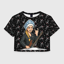 Женский топ Снегурочка с гитарой - Рок