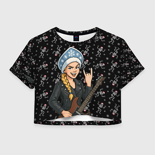 Женский топ Снегурочка с гитарой - Рок / 3D-принт – фото 1