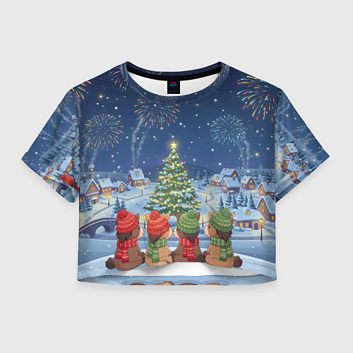 Женский топ Лошадки в новогоднюю ночь / 3D-принт – фото 1