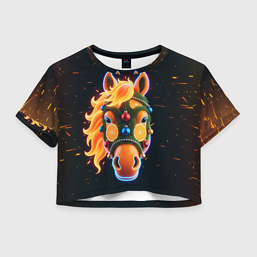 Женский топ Новогодняя мандариновая лошадь / 3D-принт – фото 1