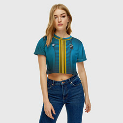Футболка 3D укороченная женская Overalls 111, цвет: 3D-принт — фото 2