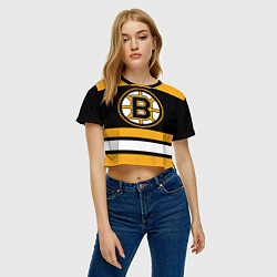 Футболка 3D укороченная женская Boston Bruins, цвет: 3D-принт — фото 2