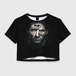Футболка 3D укороченная женская Messi Black, цвет: 3D-принт