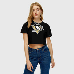 Футболка 3D укороченная женская Pittsburgh Penguins: Malkin, цвет: 3D-принт — фото 2