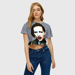 Футболка 3D укороченная женская Mаrilyn Manson Art, цвет: 3D-принт — фото 2