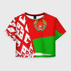 Футболка 3D укороченная женская Патриот Беларуси, цвет: 3D-принт