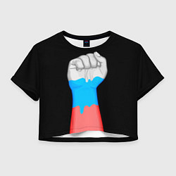 Футболка 3D укороченная женская Русский кулак, цвет: 3D-принт