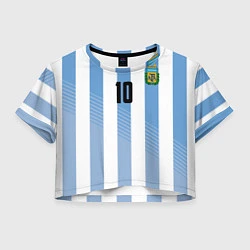 Футболка 3D укороченная женская Месси - сборная Аргентины, цвет: 3D-принт
