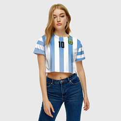 Футболка 3D укороченная женская Месси - сборная Аргентины, цвет: 3D-принт — фото 2