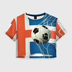 Футболка 3D укороченная женская Исландский футбол, цвет: 3D-принт
