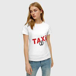 Футболка хлопковая женская Taxi 2, цвет: белый — фото 2