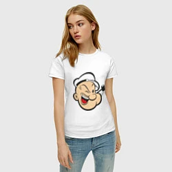 Футболка хлопковая женская Popeye Face, цвет: белый — фото 2