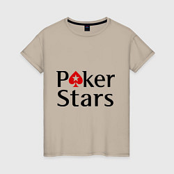 Футболка хлопковая женская Poker Stars, цвет: миндальный