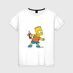 Футболка хлопковая женская Симпсоны: Барт, цвет: белый