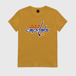 Футболка хлопковая женская Washington Capitals, цвет: горчичный