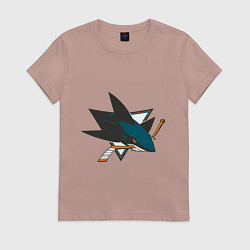 Футболка хлопковая женская San Jose Sharks, цвет: пыльно-розовый
