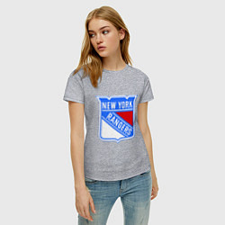 Футболка хлопковая женская New York Rangers, цвет: меланж — фото 2