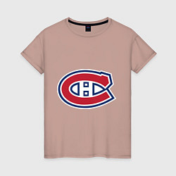 Футболка хлопковая женская Montreal Canadiens, цвет: пыльно-розовый