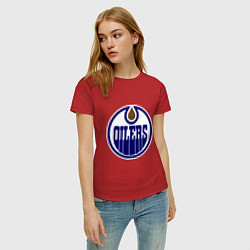 Футболка хлопковая женская Edmonton Oilers, цвет: красный — фото 2