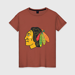 Футболка хлопковая женская Chicago Blackhawks, цвет: кирпичный